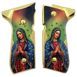Gold-Edge Beretta 92-Series Grip Panels – Our Lady of Guadalupe Inspired – Includes 4 Screws