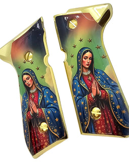 Gold-Edge Beretta 92-Series Grip Panels – Our Lady of Guadalupe Inspired – Includes 4 Screws