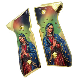 Gold-Edge Beretta 92-Series Grip Panels – Our Lady of Guadalupe Inspired – Includes 4 Screws