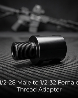 1/2-28 Male to 1/2-32 Female Thread Adapter – CNC Machined Steel – Black Finish