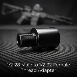 1/2-28 Male to 1/2-32 Female Thread Adapter – CNC Machined Steel – Black Finish