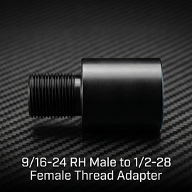 9/16-24 RH Male to 1/2-28 Female Thread Adapter – CNC Machined Steel – Black Finish