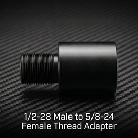 1/2-28 Male to 5/8-24 Female Thread Adapter – CNC Machined Steel – Black Finish
