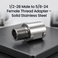 1/2-28 Male to 5/8-24 Female Thread Adapter – Solid Stainless Steel Construction