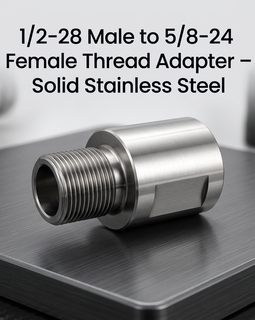 1/2-28 Male to 5/8-24 Female Thread Adapter – Solid Stainless Steel Construction