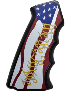 AR-15/M4 Aluminum Pistol Grip – Patriotic “We the People” American Flag Design