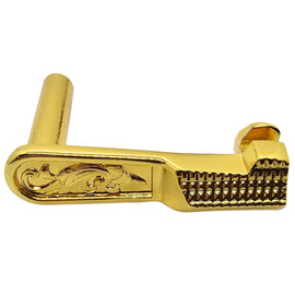 1911 Slide Stop – Engraved Steel, Polished Gold Plated, Fits Full-Size & Compact