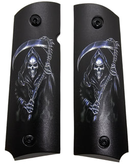 Grim Reaper 1911 Full Size Pistol Grips – With Ambi Safety Cut & Screws Black