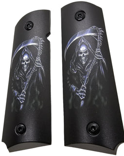 Grim Reaper 1911 Full Size Pistol Grips – With Ambi Safety Cut & Screws Black