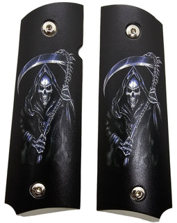 Grim Reaper 1911 Full Size Pistol Grips – With Ambi Safety Cut & Screws Nickel