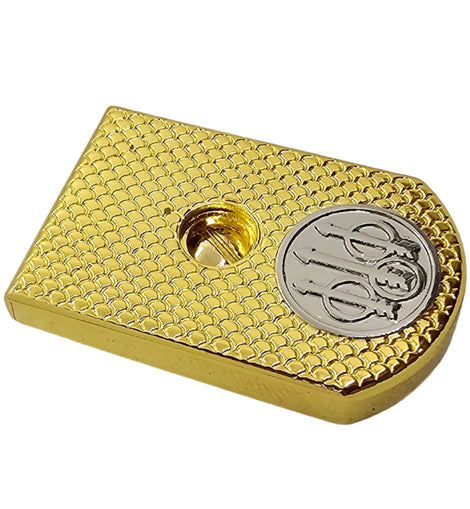 Magazine Floor Plate Base Pad – Steel, Polished Gold with Nickel Accent, Fits 92/96 Series