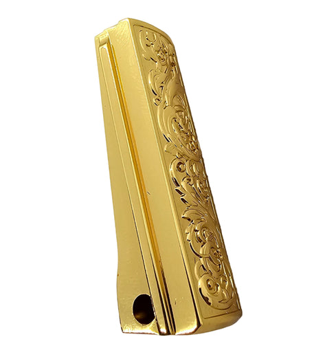 1911 Full-Size Mainspring Housing – Engraved Steel, Polished Gold Plated
