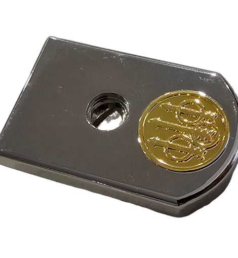 Magazine Floor Plate Base Pad – Steel, Polished Smooth Nickel with Gold Accent, Fits 92/96 Series