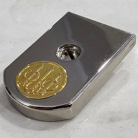 Magazine Floor Plate Base Pad – Steel, Polished Smooth Nickel with Gold Accent, Fits 92/96 Series