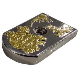 Magazine Floor Plate Base Pad – Steel, Polished Scroll Nickel with Gold Accent, Fits 92/96 Series