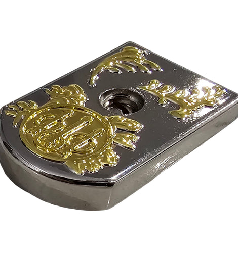 Magazine Floor Plate Base Pad – Steel, Polished Scroll Nickel with Gold Accent, Fits 92/96 Series