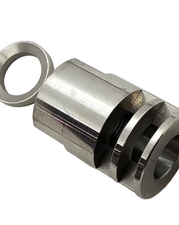 Muzzle Brake with Crush Washer – 1/2x28 Thread, 9MM/5.56, Steel, Chrome – 1.25" Long