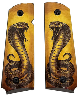 1911 Full Size Metal Grips – Cobra Snake Design with Ambi Cut & Screws Black