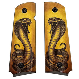 1911 Full Size Metal Grips – Cobra Snake Design with Ambi Cut & Screws Black