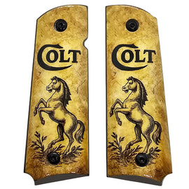 1911 Full Size Metal Grips – Colt Horse Design with Ambi Cut & Screws