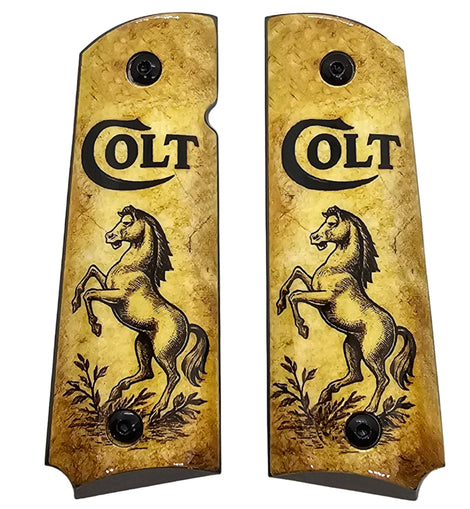 1911 Full Size Metal Grips – Colt Horse Design with Ambi Cut & Screws