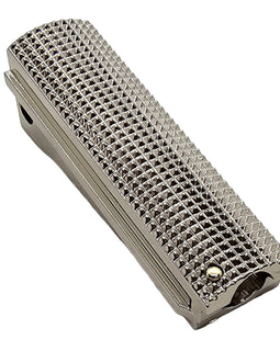 1911 Full-Size Mainspring Housing – Checkered Steel, Polished Nickel Plated