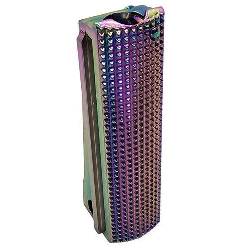 1911 Full-Size Mainspring Housing – Checkered Steel, Polished Titanium Plated