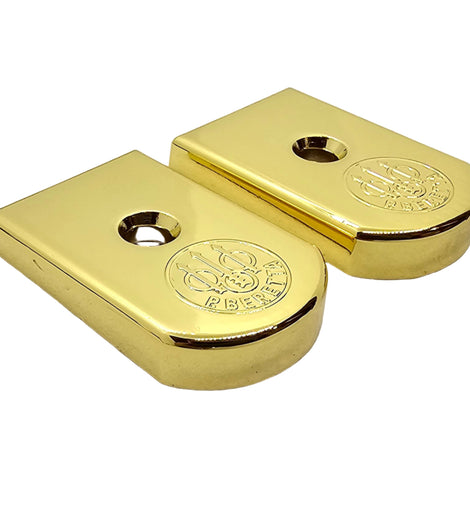 2 X Magazine Floor Plate Base Pad Polished – Steel, Gold, Fits 92/96 Series