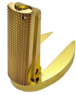 1911 Officer/Compact Mainspring Housing w/ Magwell – Gold Checkered CNC Steel