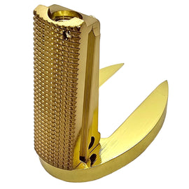 1911 Officer/Compact Mainspring Housing w/ Magwell – Gold Checkered CNC Steel