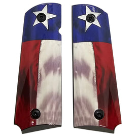 1911 Full-Size Metal Grips with Screws – Texas Flag Design – Ambi Safety Cut - Fits Colt 1911, Springfield, Kimber, and Clones