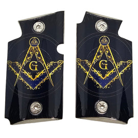 Sig Sauer P938 Metal Grips – Smooth Nickel-Plated with Masonic Design & Screws – Polished Finish