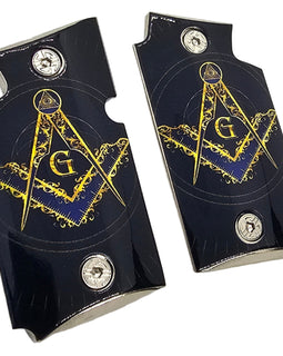 Sig Sauer P938 Metal Grips – Smooth Nickel-Plated with Masonic Design & Screws – Polished Finish