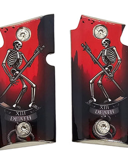 Sig Sauer P938 Metal Grips – Death Tarot Card Skeleton Design – Polished Finish with Screws
