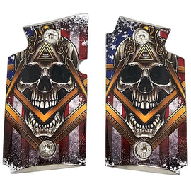 Sig Sauer P938 Metal Grips – Skull & Masonic American Flag Design – Polished Finish with Screws
