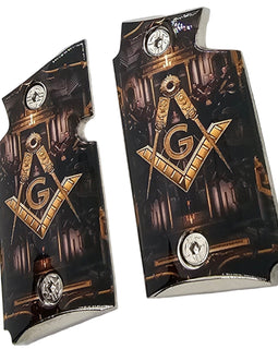 Sig Sauer P938 Full Metal Nickel-Plated Grips with Screws – Masonic Design