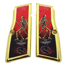 Browning Hi-Power Full Metal Gold-Plated Grips with Screws – Tarot Death XIII Skeleton Design