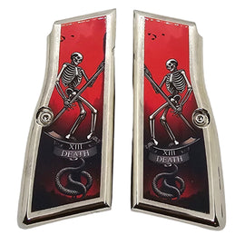 Browning Hi-Power Full Metal Nickel-Plated Grips with Screws – Tarot Death XIII Skeleton Design