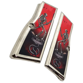 Browning Hi-Power Full Metal Nickel-Plated Grips with Screws – Tarot Death XIII Skeleton Design