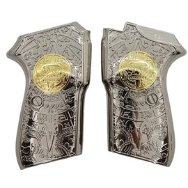 Bersa Thunder 380 Grips – Metal Nickel Gold Plated Aztec Design with Screws