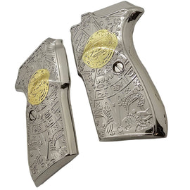 Bersa Thunder 380 Grips – Metal Nickel Gold Plated Aztec Design with Screws