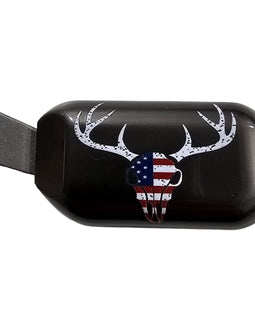 Black Steel Clamp-On Bolt Knob Extension – Remington 700 – American Flag Deer Skull Design