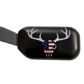 Black Steel Clamp-On Bolt Knob Extension – Remington 700 – American Flag Deer Skull Design