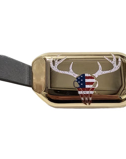 Gold Steel Clamp-On Bolt Knob Extension – Remington 700 – American Flag Deer Skull Design