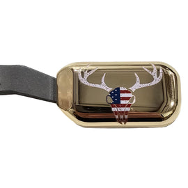 Gold Steel Clamp-On Bolt Knob Extension – Remington 700 – American Flag Deer Skull Design