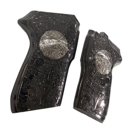 Bersa Thunder 380 Grips – Metal Black Nickel Plated Aztec Design with Screws