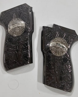 Bersa Thunder 380 Grips – Metal Black Nickel Plated Aztec Design with Screws