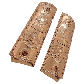 1911 Full Size Metal Grips – Rose Gold Eagle Design – No Ambi Cut With Screws