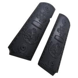 1911 Full Size Metal Grips – Black Eagle Design – No Ambi Cut With Screws