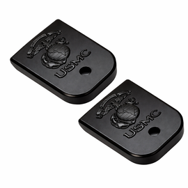 Glock 17, 19, 22, 23, 26 (Gen 1–5) Metal Magazine Base Plates (2-Pack) USMC Black